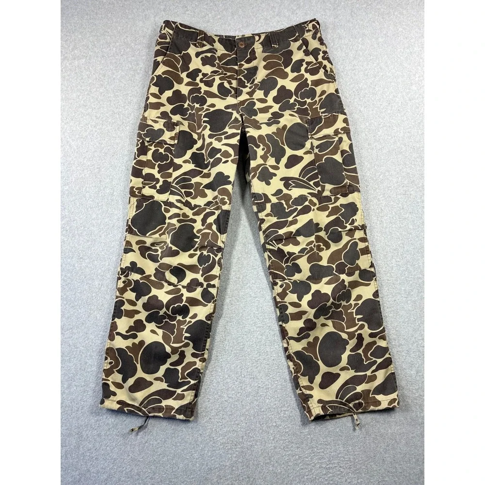 Vintage Winchester Duck Camo Hunting Pants Mens 38 x32 Brown Cargo Pockets